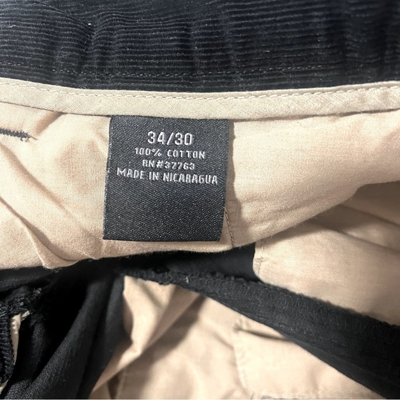 Perry Ellis Portfolio Men’s Size 34/30 Black Corduroy Pleated Cuffed Hem Pants - Picture 12 of 12